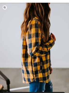 Lauriebelles Yellow and Navy Plaid Shacket